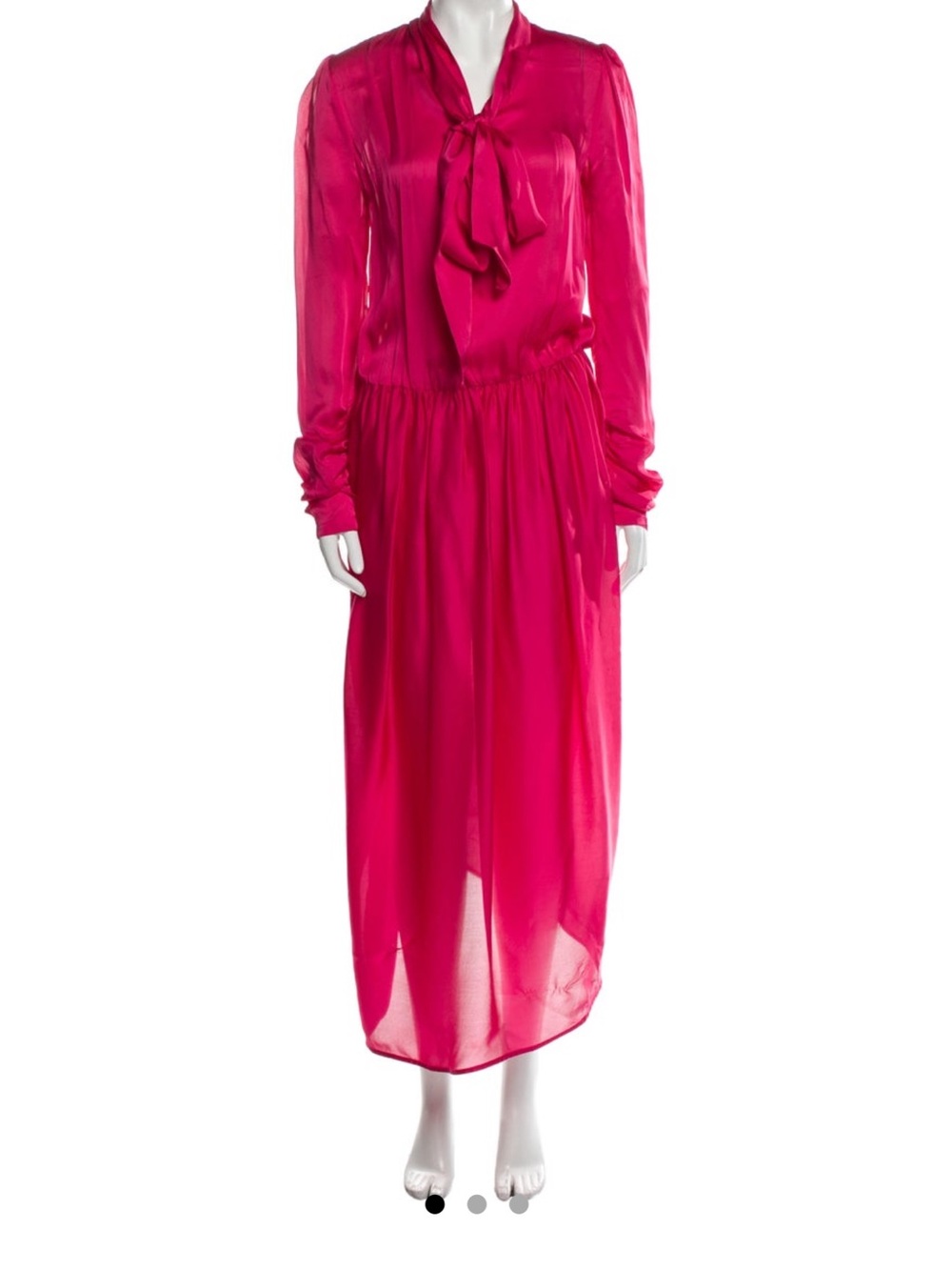 Zimmermann Hot Pink Sheer Tie-Neck Midi Dress